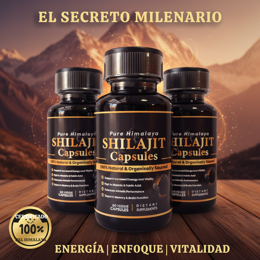 Shilajit Himalaya 60 Capsulas - Aumenta tu Energía, Mayor Resistencia Física, Mejor Pensamiento Cognitivo