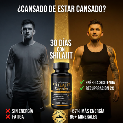 Shilajit Himalaya 60 Capsulas - Aumenta tu Energía, Mayor Resistencia Física, Mejor Pensamiento Cognitivo